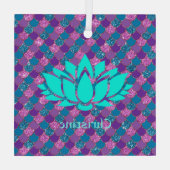 白い蓮の花数々の色の人魚はかりで測 ガラスオーナメント (裏面)