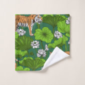 白い蓮池の虎 バスタオルセット (ウォッシュタオル)