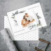 白い薄暗い緑のクリスマスの葉の写真幸せ シーズンカード