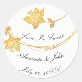 白い薄紫の花を保存する日付愛は甘い ラウンドシール