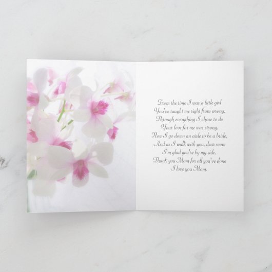 白い蘭お母さん結婚ありがとう サンキューカード (内部)