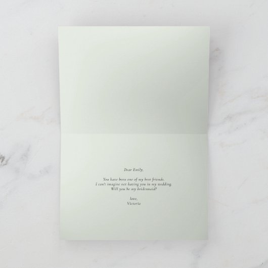 白い蘭とクンクアッツが私の花嫁になる カード (内部)