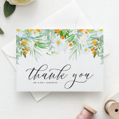 白い蘭とクンクアットガーランドトロピカル結婚ズ サンキューカード