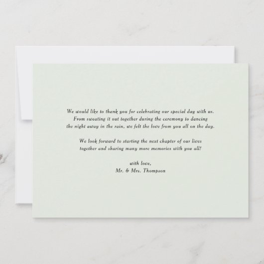 白い蘭とクンクアットガーランドトロピカル結婚ズ サンキューカード (裏面)