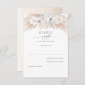 白い蘭とバラ乾燥パンパスウェディングRSVP 出欠カード (正面/裏面)