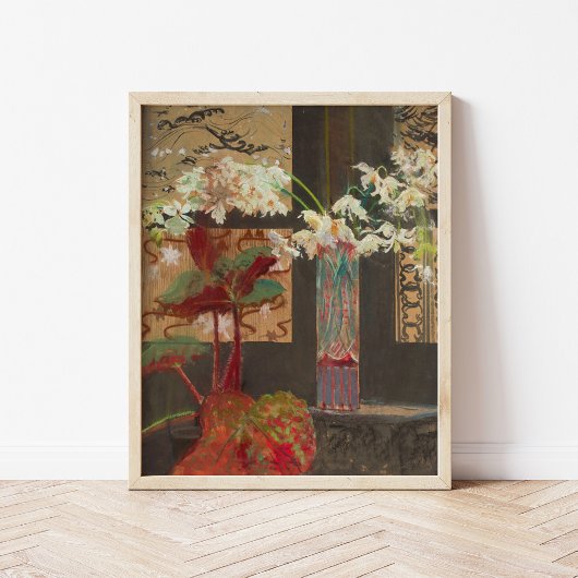 白い蘭と牡丹 | レオンワイチェヴォコフスキー ポスター