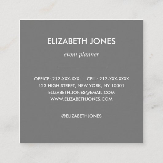 白い蘭によっては薄紫の灰色の背景が開花します スクエア名刺 (裏面)