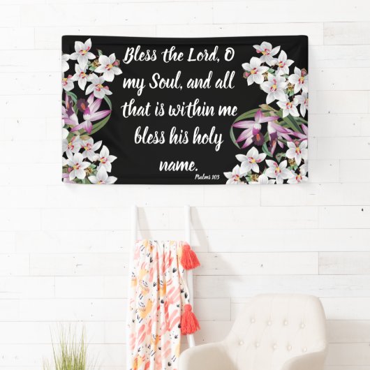 白い蘭によっては賛美歌103のクリスチャンの旗が開花します 横断幕 (インサイチュ)