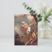 白い蘭のアメジストハミングバード ポストカード (スタンド正面)