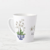 白い蘭のシノワズリスタイル陶器ボウル カフェラテマグ (左アングル)