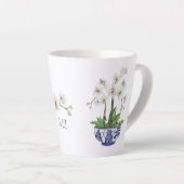 白い蘭のシノワズリスタイル陶器ボウル カフェラテマグ (右アングル)