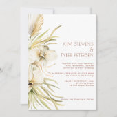 白い蘭のススキモダンボホ結婚ス 招待状 (正面)