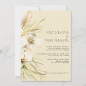 白い蘭のススキモダンボホ結婚ス 招待状 (正面)