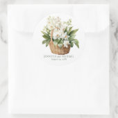 白い蘭のステッカー ラウンドシール (バッグ)