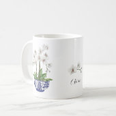 白い蘭のチノワズリーボウル陶器 コーヒーマグカップ (正面左)