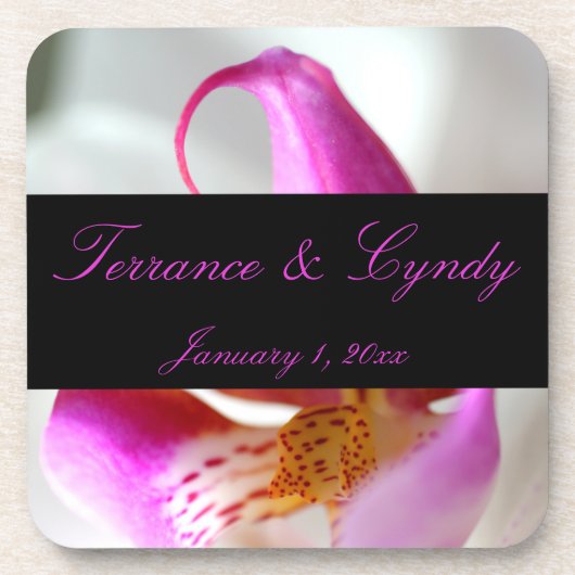 白い蘭のパーソナル結婚ズの中 コースター (正面)