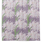 白い蘭のフローラオン紫 シャワーカーテン (正面)