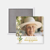 白い蘭のユリの葬儀の写真 マグネット (正面/裏面)