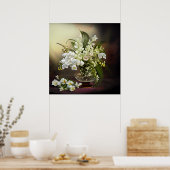 白い蘭のユリオザバレービューティフルブーケ ポスター (キッチン)