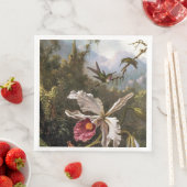 白い蘭の上のハミングバード2羽 (インサイチュ)