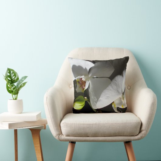 白い蘭の写真，熱帯の白いフローラ写真 クッション (椅子)