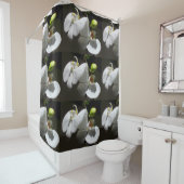 白い蘭の写真，熱帯の白いフローラ写真 シャワーカーテン (インサイチュ)