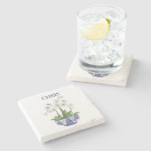 白い蘭の器 ストーンコースター (横)