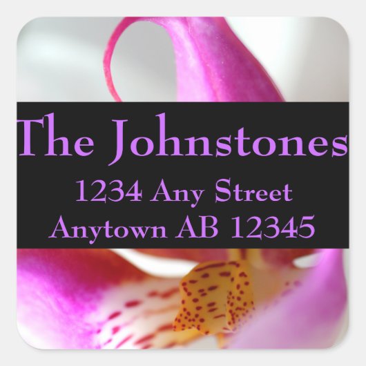 白い蘭の差出人住所ラベル結婚の中 スクエアシール (正面)