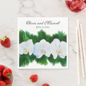 白い蘭の水の色フローラ スタンダードランチョンナプキン (インサイチュ)