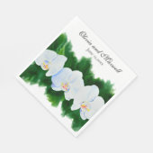 白い蘭の水の色フローラ スタンダードランチョンナプキン (角)