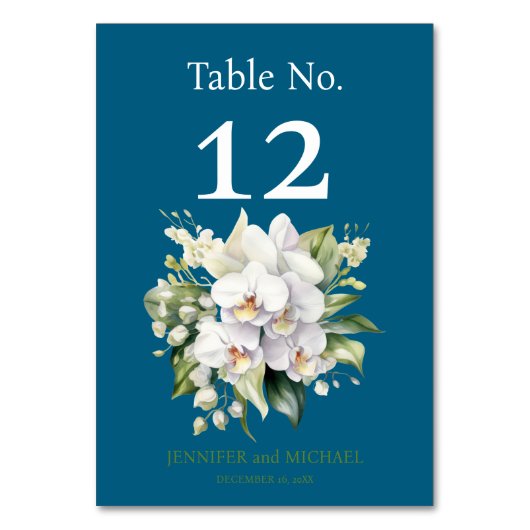 白い蘭の水の色結婚のテーブル番号 テーブルナンバー (正面)