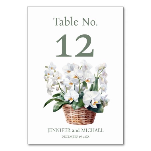 白い蘭の水の色結婚のテーブル番号 テーブルナンバー (正面)