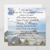 白い蘭の海洋波の結婚 招待状 (正面/裏面)