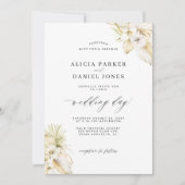 白い蘭の熱帯のパンパスグラスエレガントな結婚式 招待状 (正面)