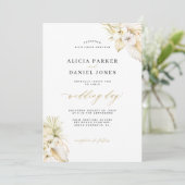 白い蘭の熱帯のパンパスグラスエレガントな結婚式 招待状 (スタンド正面)