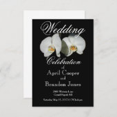 白い蘭の熱帯フローラ 招待状 (正面/裏面)