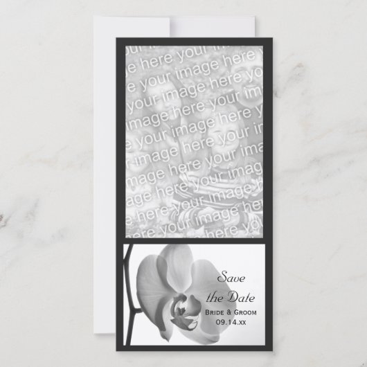 白い蘭の結婚式の日付を保存 セーブザデート (正面)