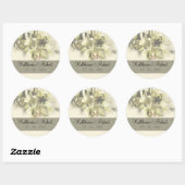 白い蘭の結婚式の日付1を保存 ラウンドシール (シート)