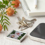 白い蘭の美しい熱帯の花 キーホルダー (側面)