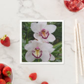 白い蘭の美しい熱帯の花 スタンダードカクテルナプキン (インサイチュ)
