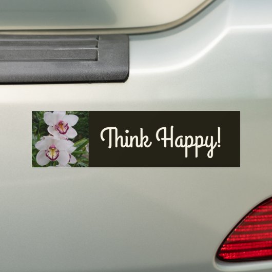 白い蘭の美しい熱帯の花 バンパーステッカー (車上)