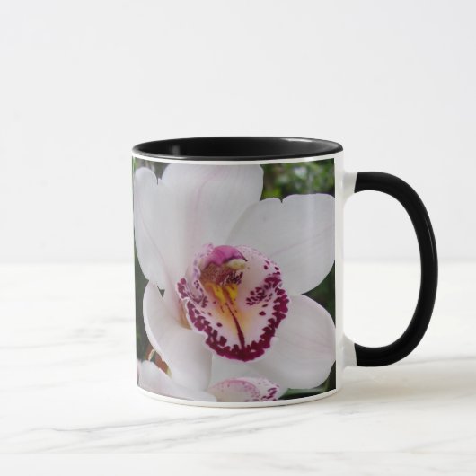 白い蘭の美しい熱帯の花 マグカップ (右)