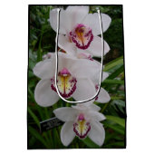 白い蘭の美しい熱帯の花 ミディアムペーパーバッグ (裏面)