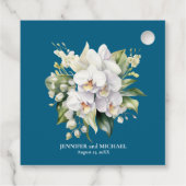 白い蘭の花のフローラ結婚ズ フェイバータグ (裏面)