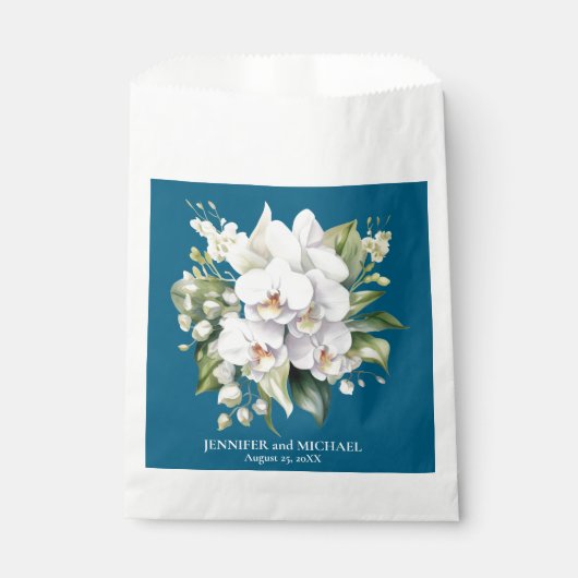 白い蘭の花のフローラ結婚ズ フェイバーバッグ (正面)