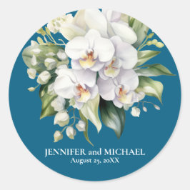 白い蘭の花のフローラ結婚ズ ラウンドシール
