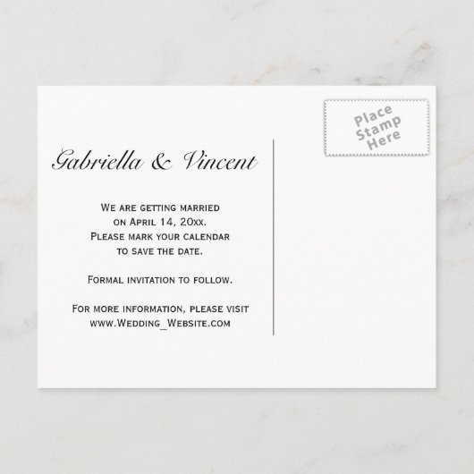 白い蘭の花の結婚式の日付を保存 案内ポストカード (裏面)