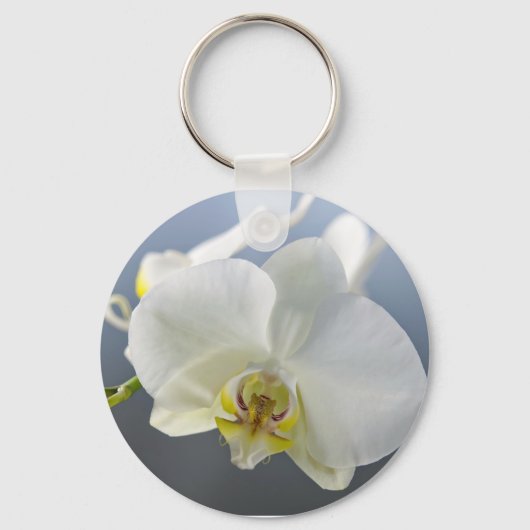 白い蘭の花 キーホルダー (正面)