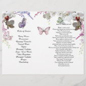 白い蘭の蝶の葬儀プログラム チラシ (裏面)