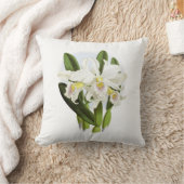 白い蘭の装飾用クッション クッション (ブランケット)